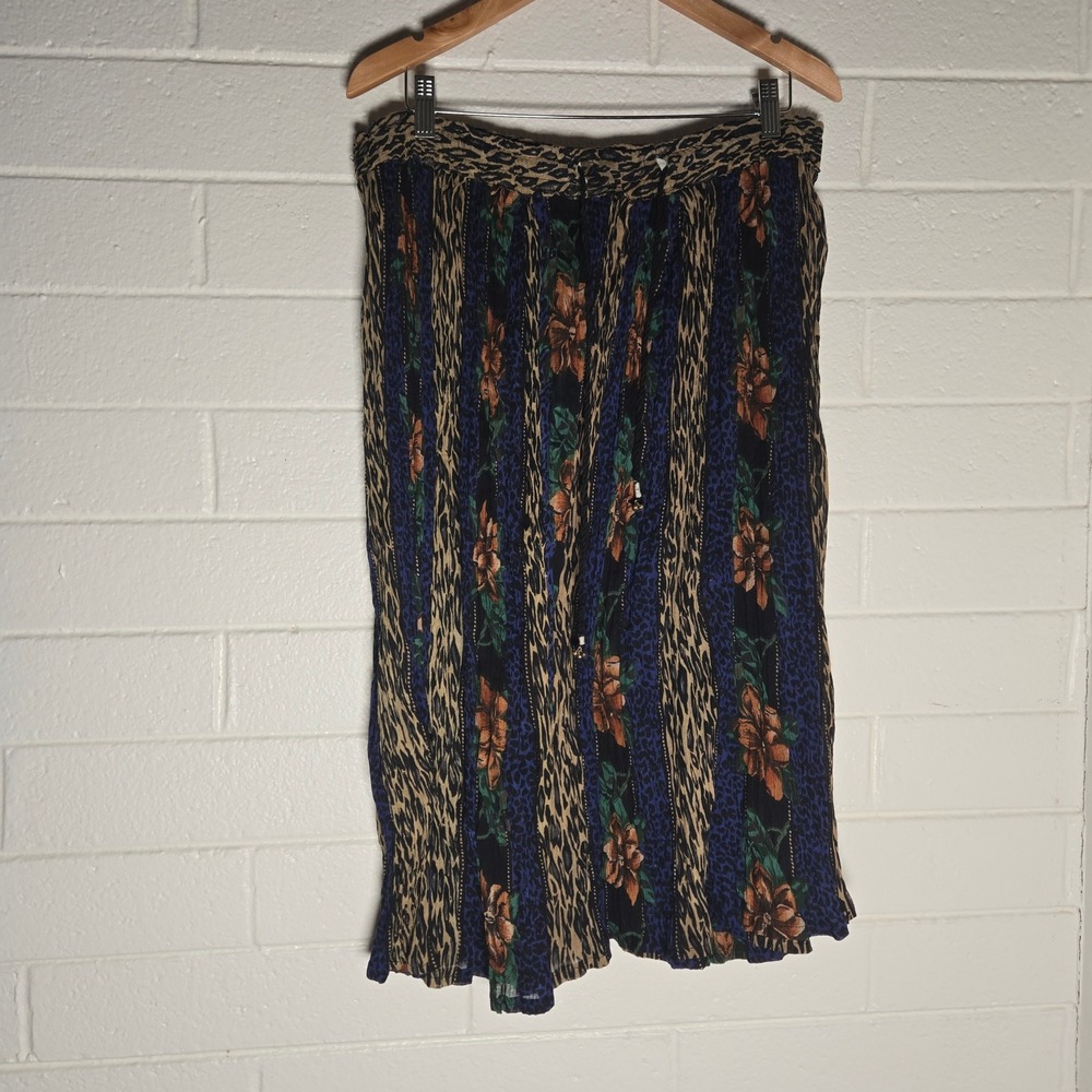 Vtg India Cotton Broomstick Skirt OS Animal Floral Mixed Print Tassel Hippie